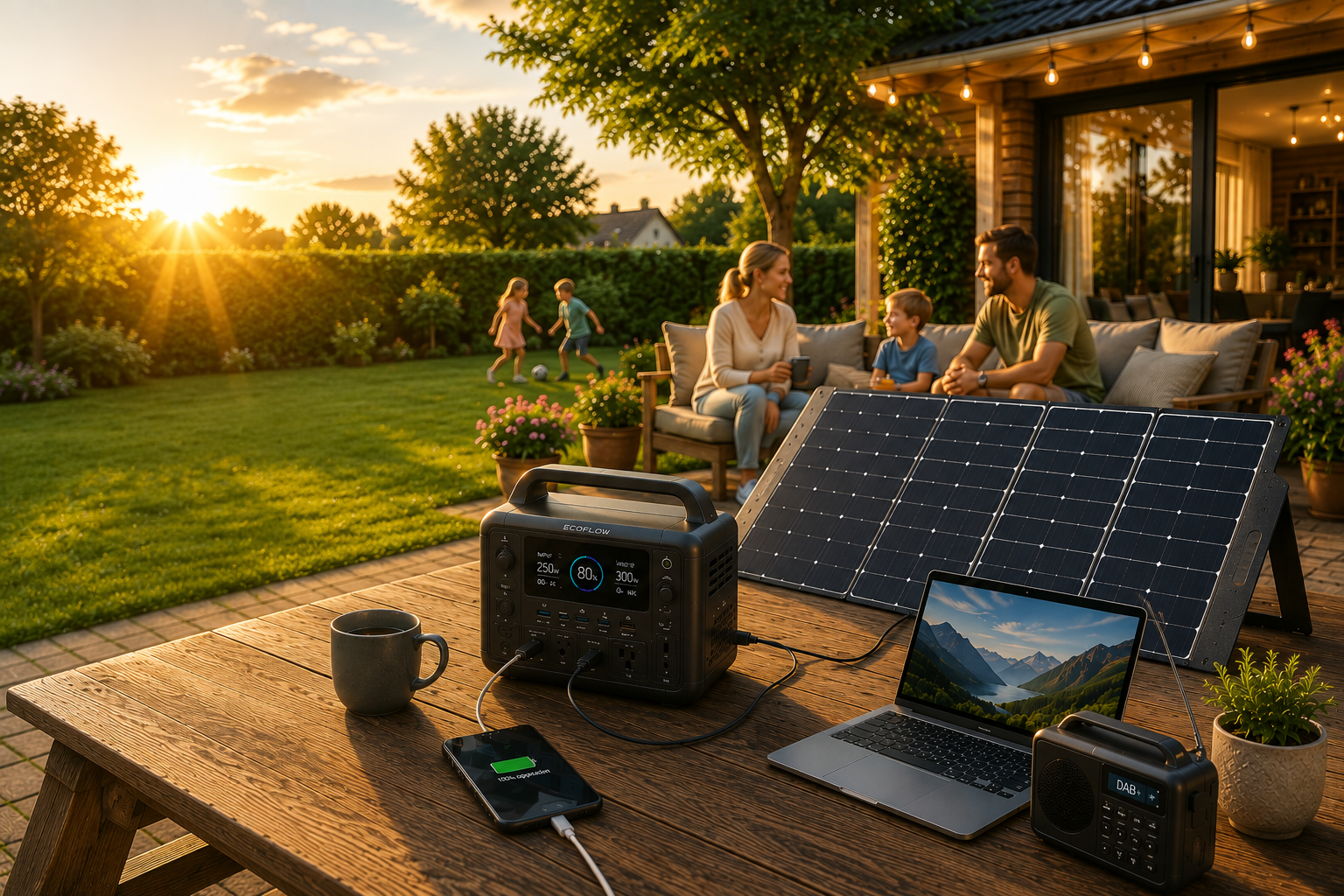 Powerstation met zonnepanelen